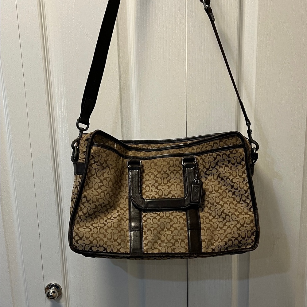 Vintage Coach Tan and Brown Signature Bag